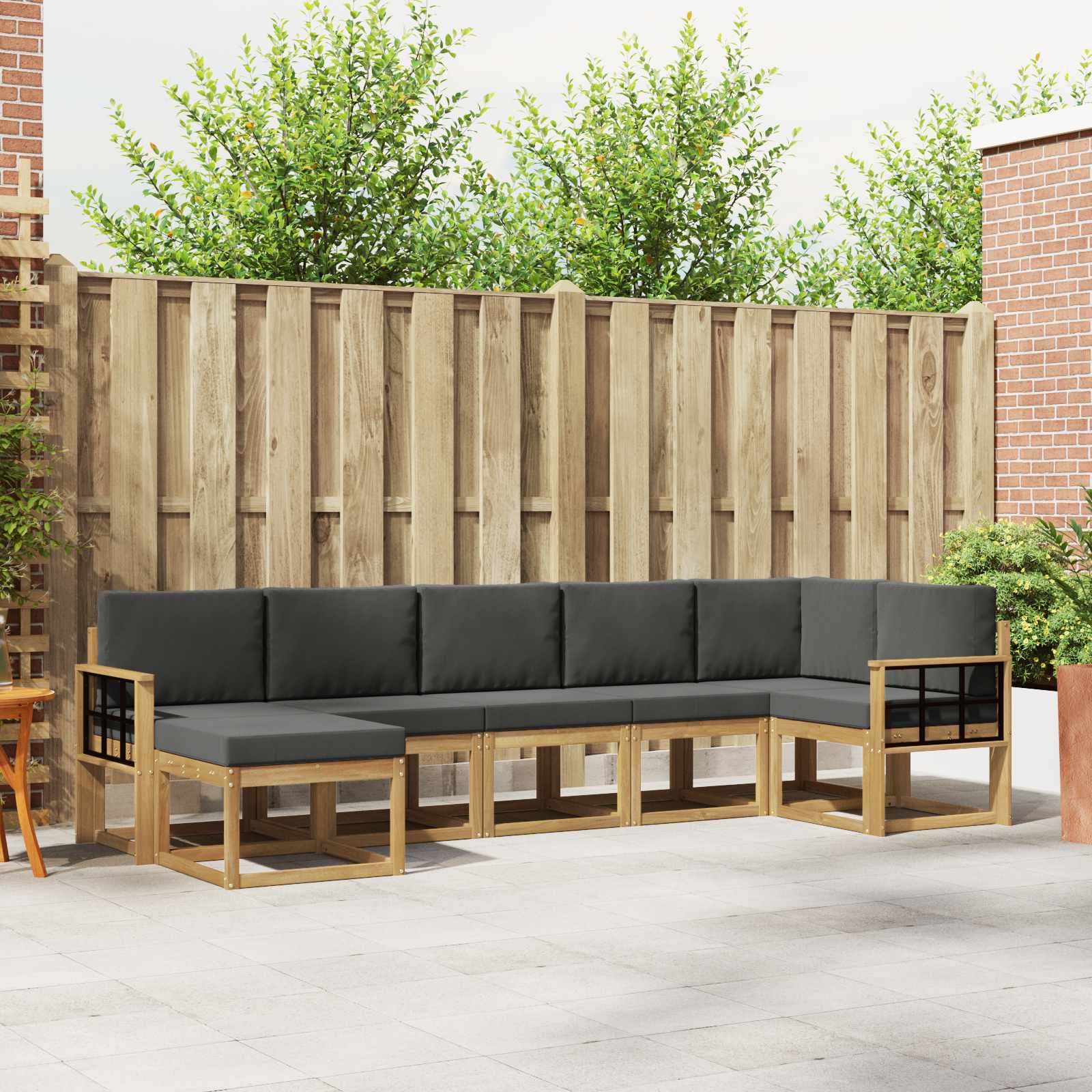 Outdoor-Sofagarnitur 7 pcs Weiß und Anthrazit Polyester