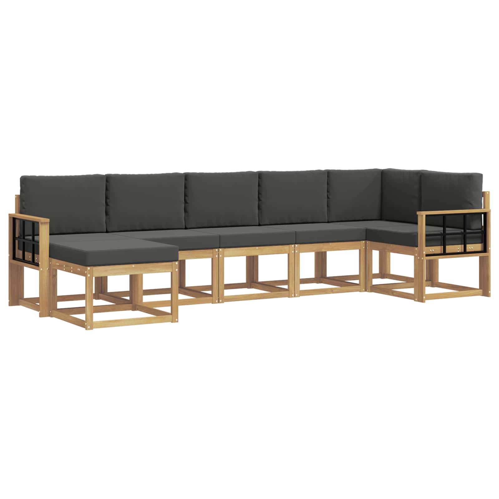Outdoor-Sofagarnitur 7 pcs Weiß und Anthrazit Polyester