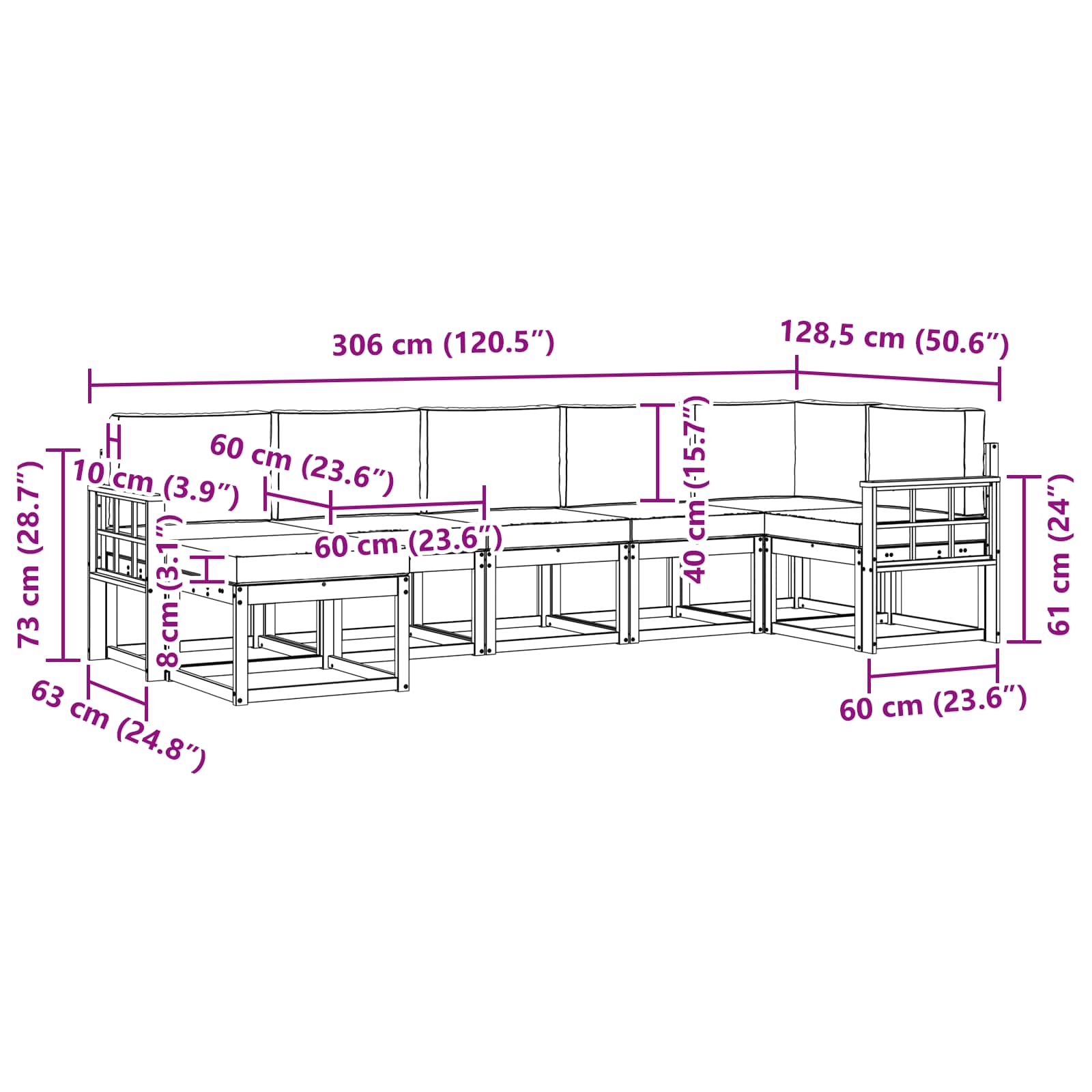 Outdoor-Sofagarnitur 7 pcs Weiß und Anthrazit Polyester
