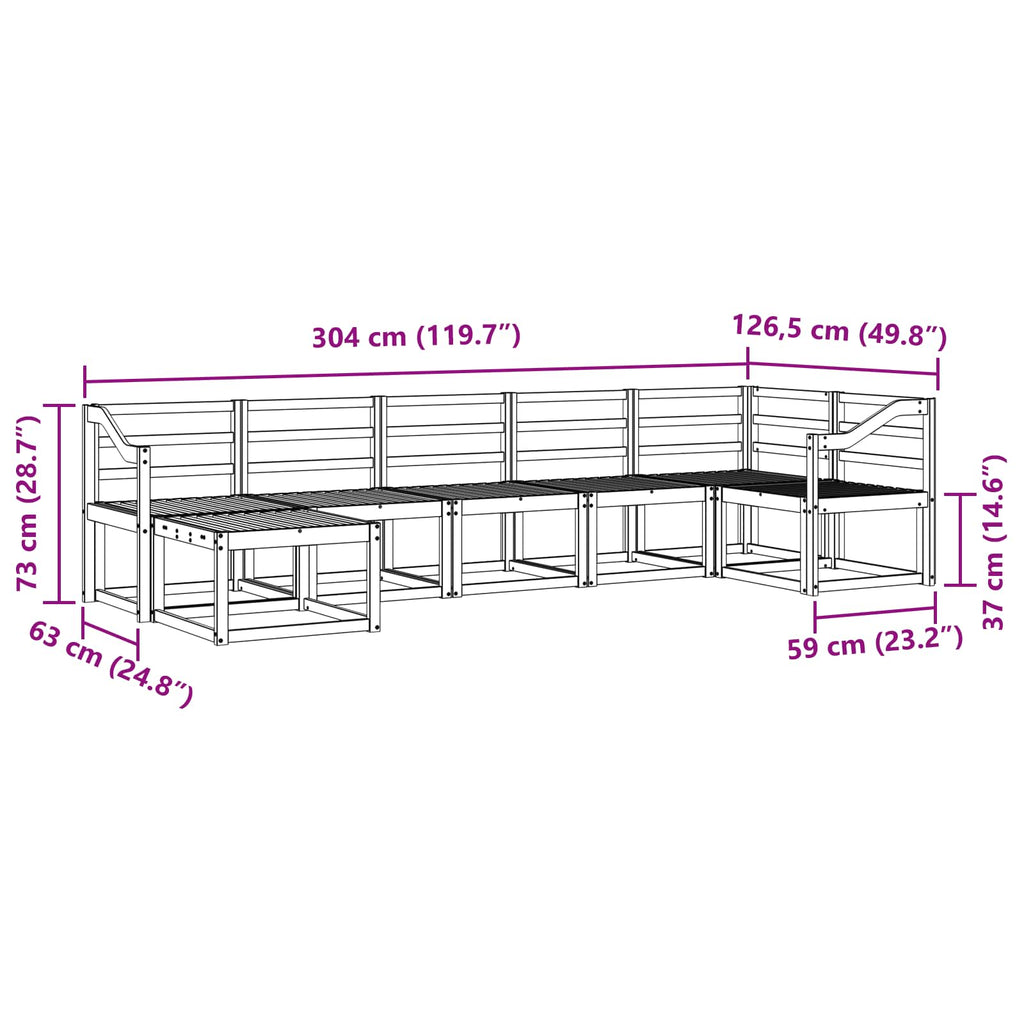 Outdoor-Sofagarnitur 7 pcs Weiß Massivholz Akazie