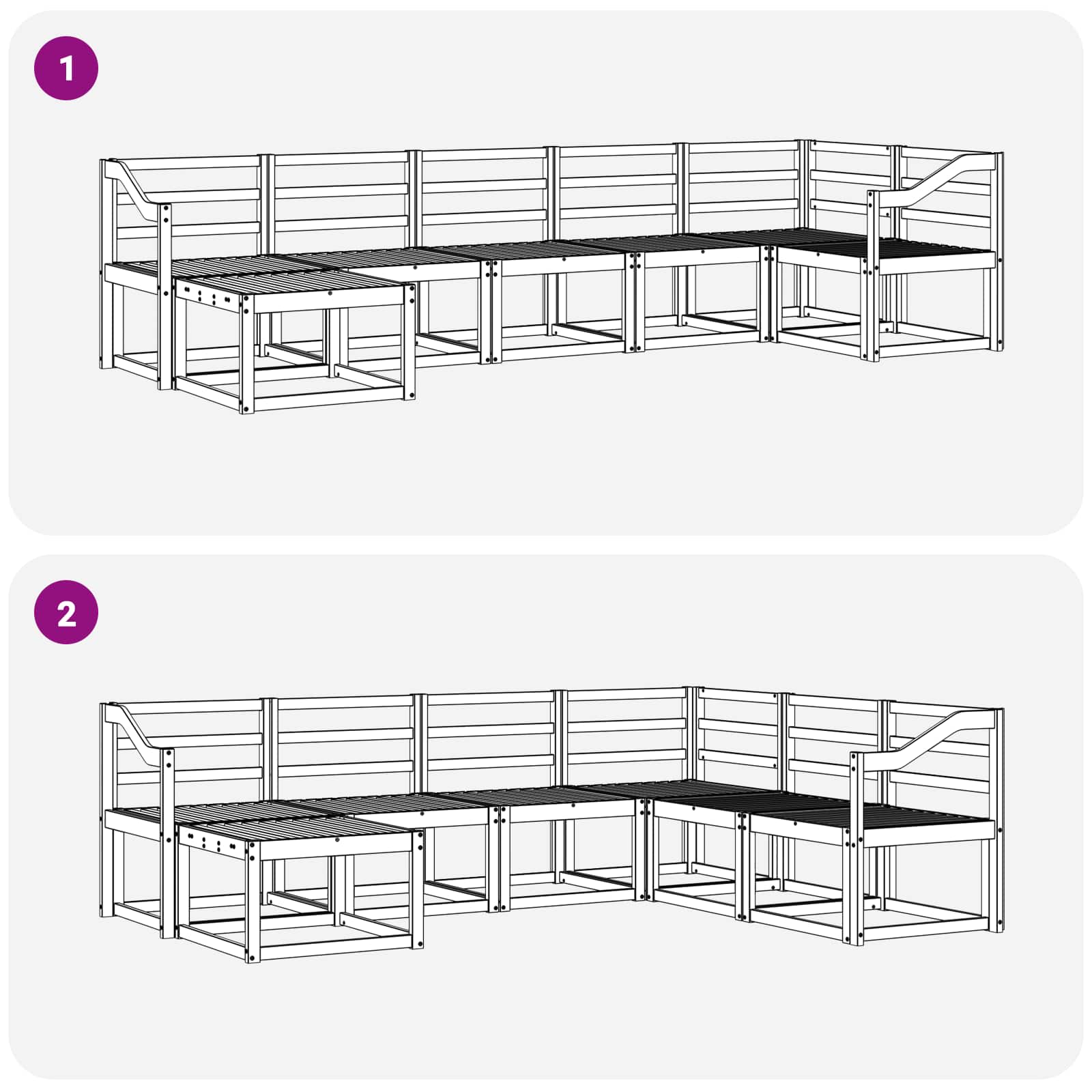 Outdoor-Sofagarnitur 7 pcs Weiß Massivholz Akazie