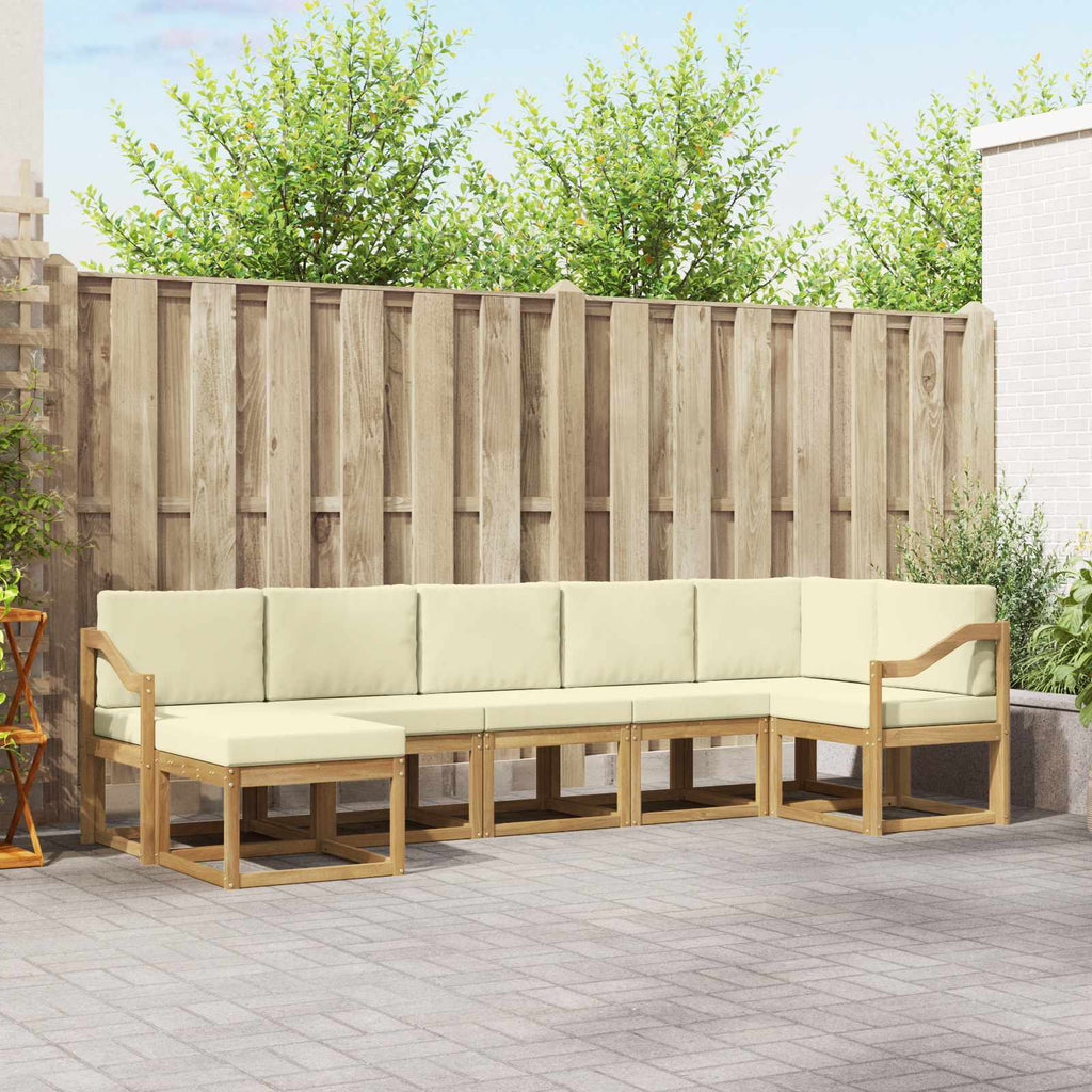 Outdoor-Sofagarnitur mit Kissen 7 pcs Weiß und Creme Polyester