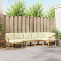 Outdoor-Sofagarnitur mit Kissen 7 pcs Weiß und Creme Polyester