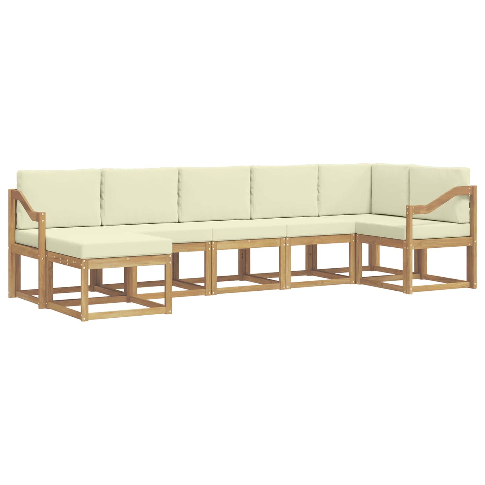 Outdoor-Sofagarnitur mit Kissen 7 pcs Weiß und Creme Polyester