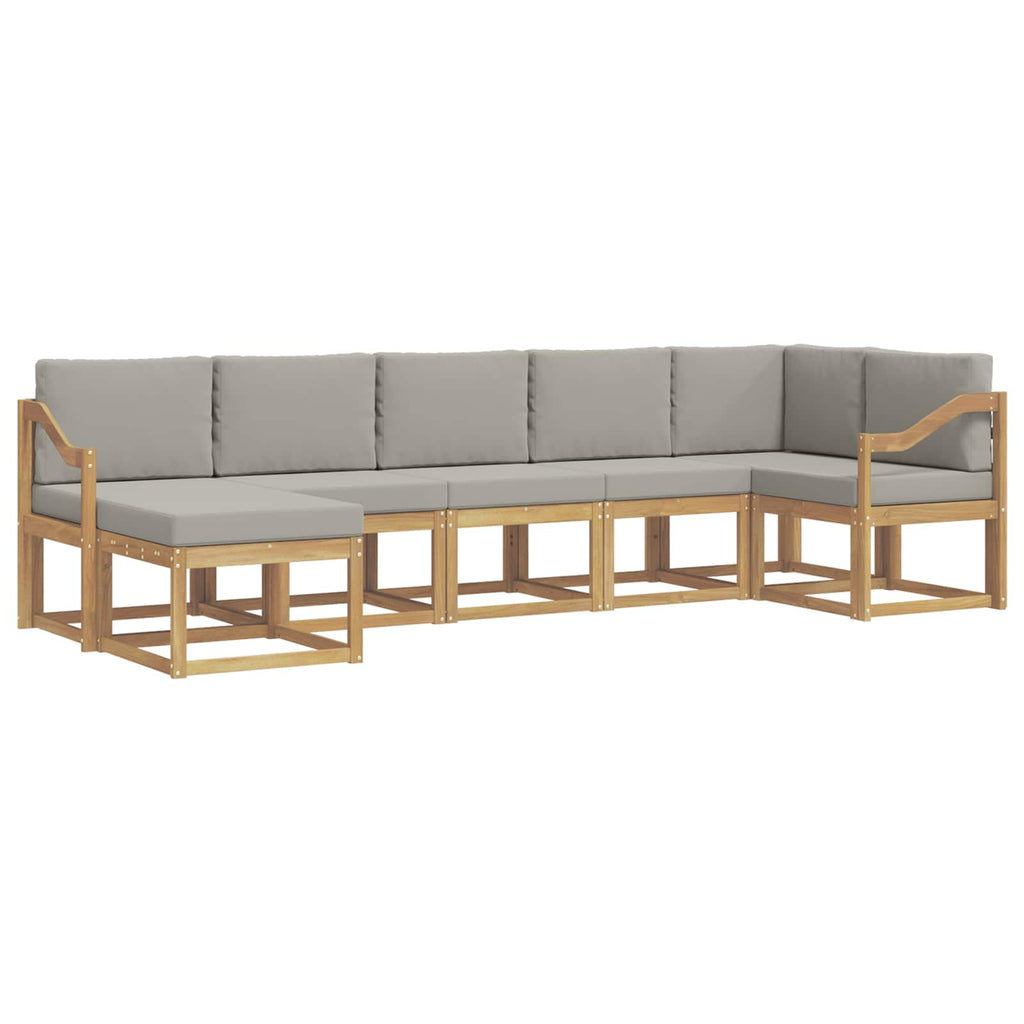 Outdoor-Sofagarnitur mit Kissen 7 pcs Weiß und Hellgrau