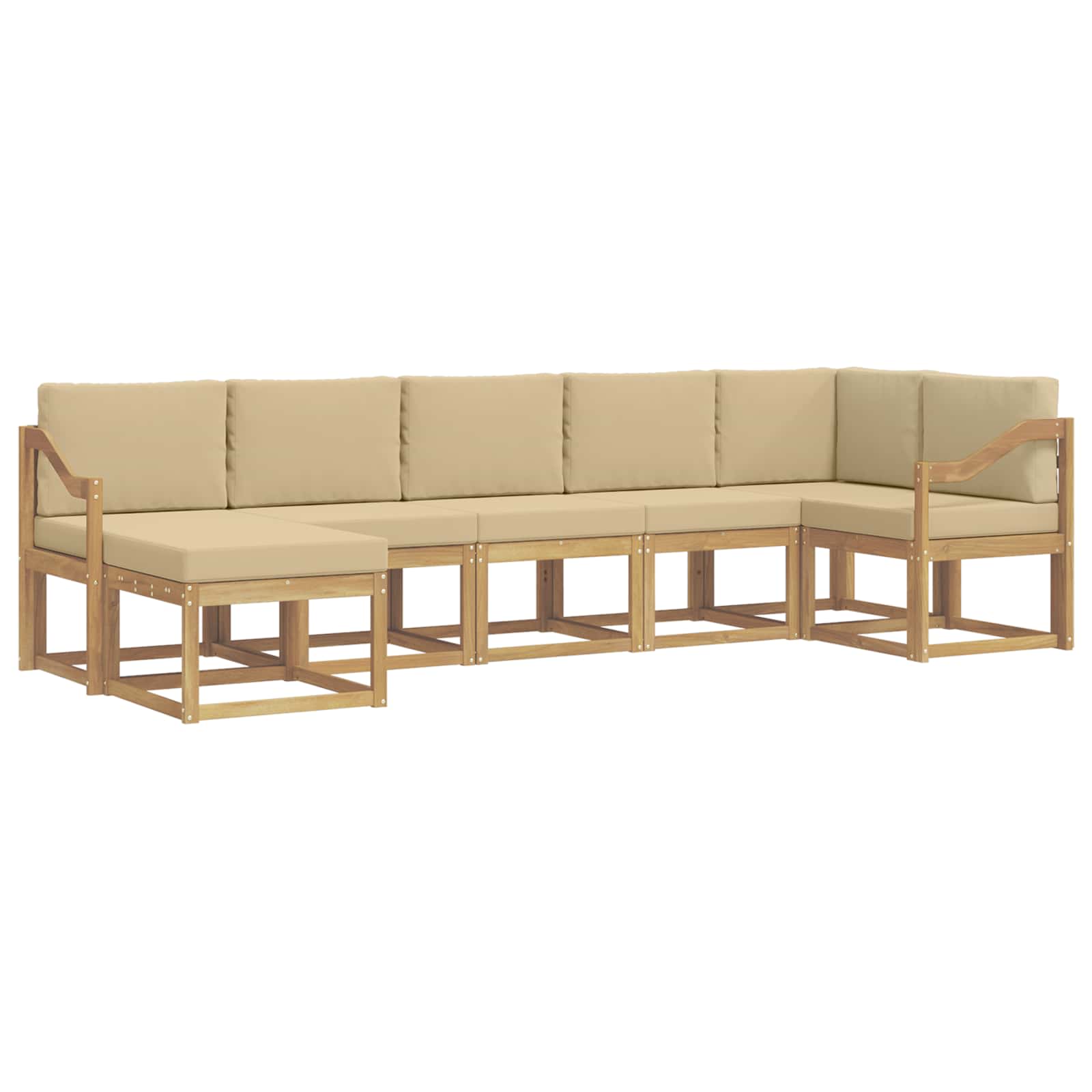 Outdoor-Sofagarnitur mit Kissen 7 pcs Weiß und Beige Polyester