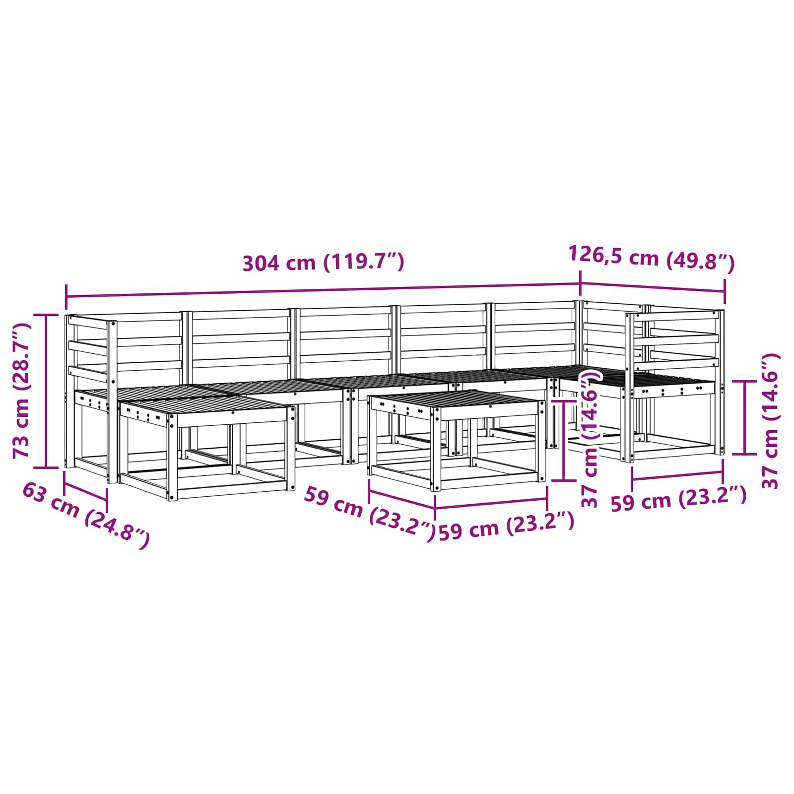 Outdoor-Sofagarnitur 8 pcs Weiß Massivholz Akazie