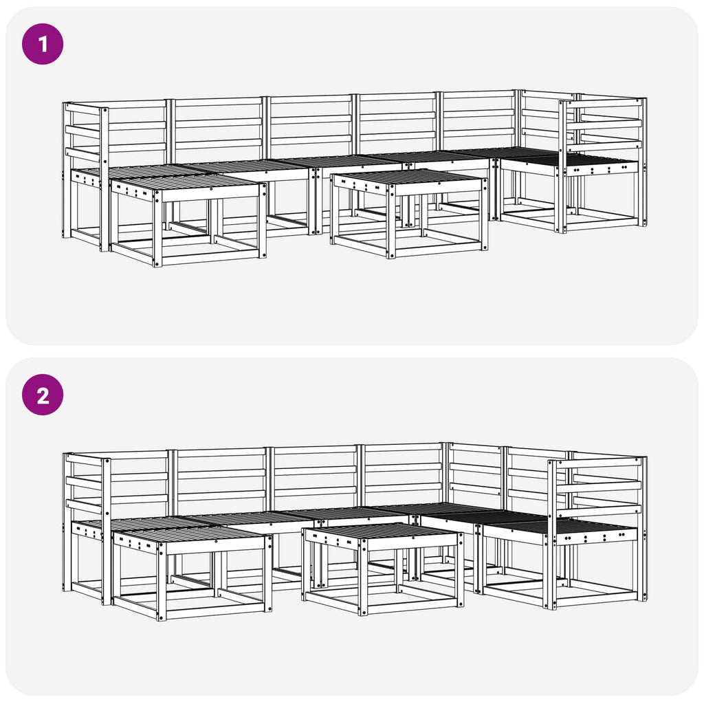 Outdoor-Sofagarnitur 8 pcs Weiß Massivholz Akazie