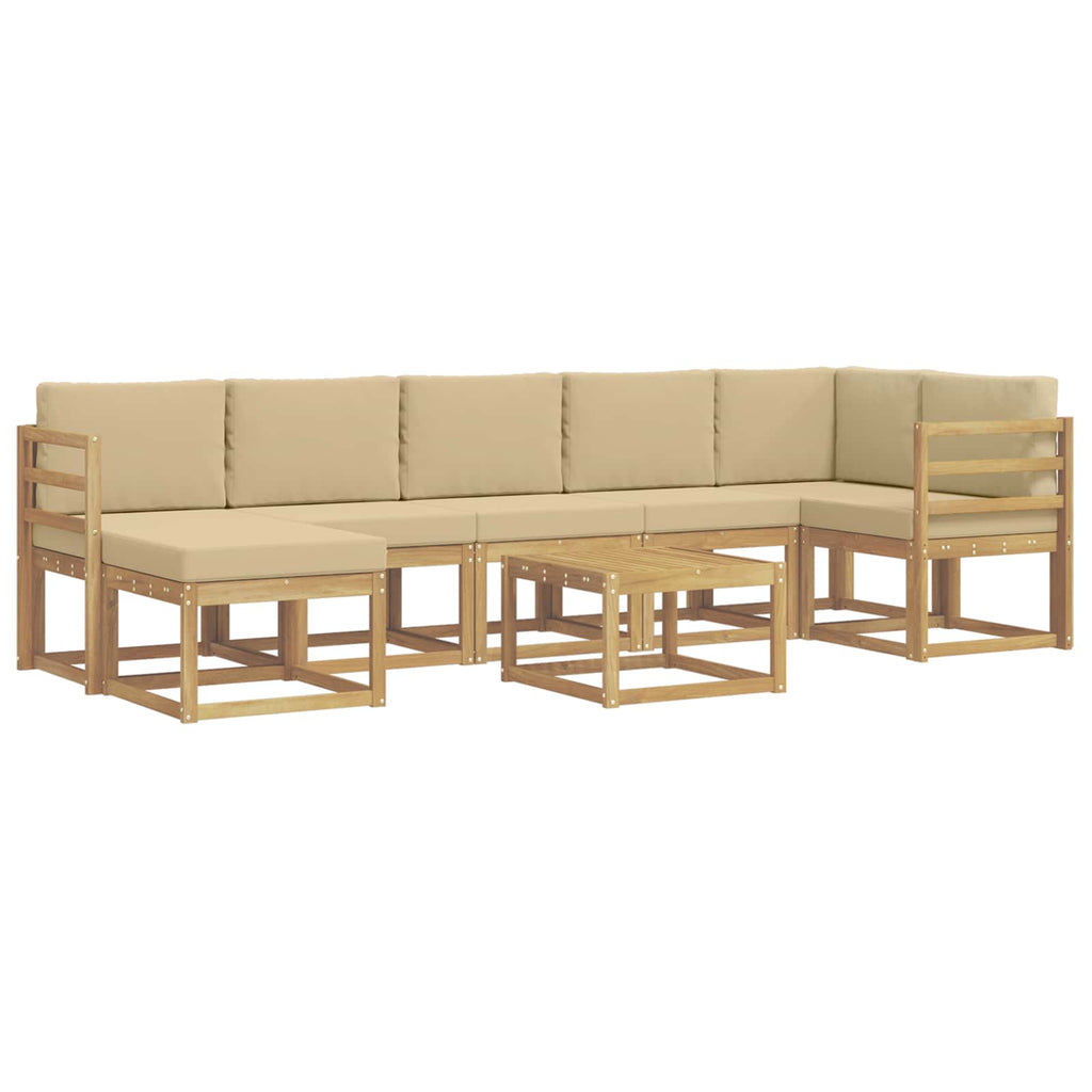 Outdoor-Sofagarnitur mit Kissen 8 pcs Weiß und Beige Polyester