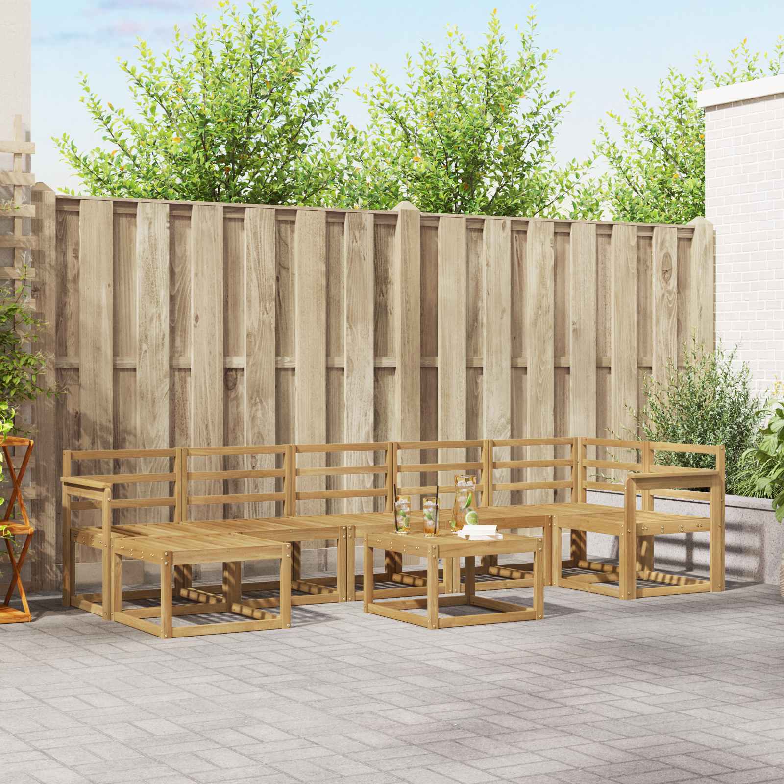 Outdoor-Sofagarnitur 8 pcs Weiß Massivholz Akazie