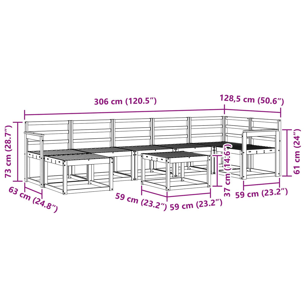 Outdoor-Sofagarnitur 8 pcs Weiß Massivholz Akazie