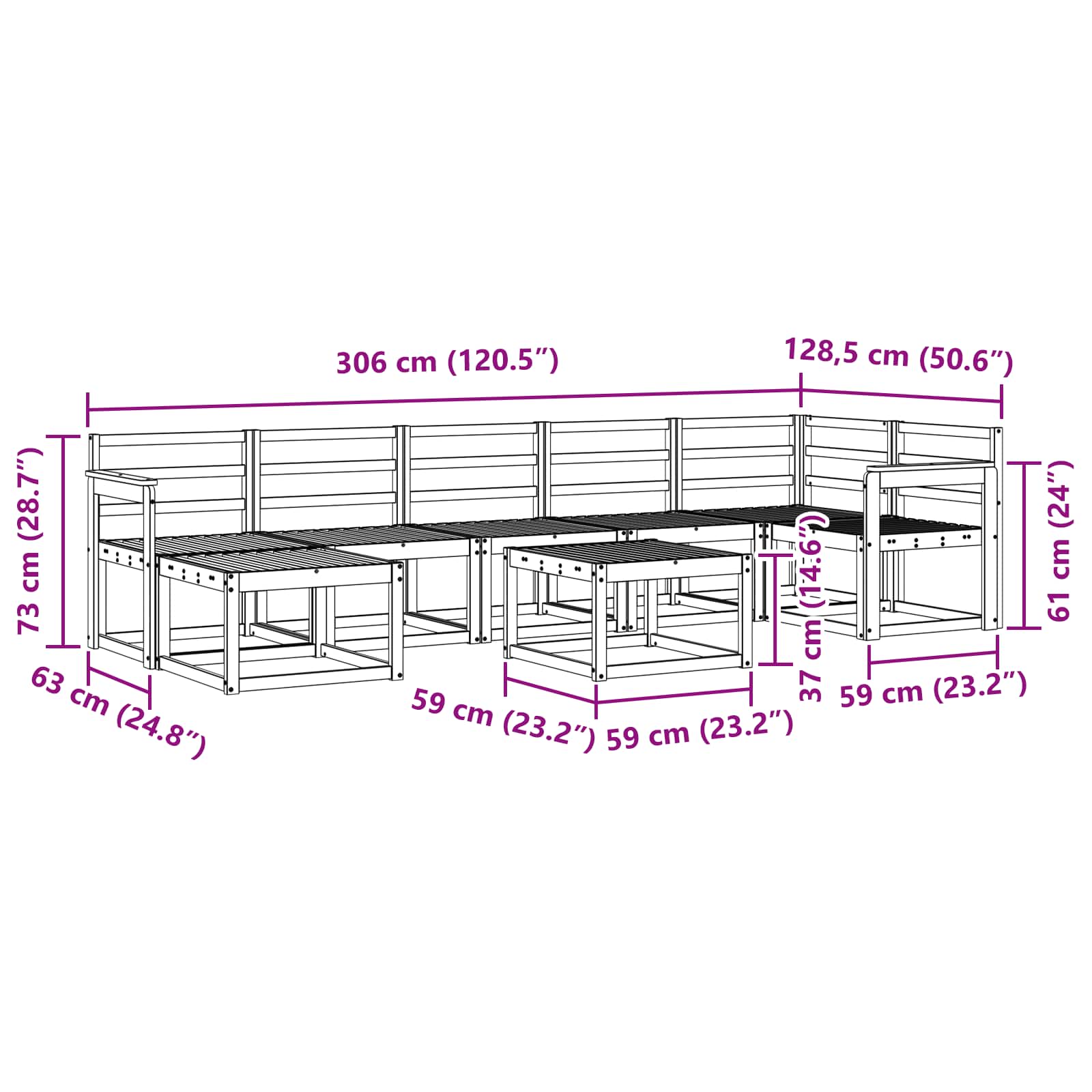 Outdoor-Sofagarnitur 8 pcs Weiß Massivholz Akazie