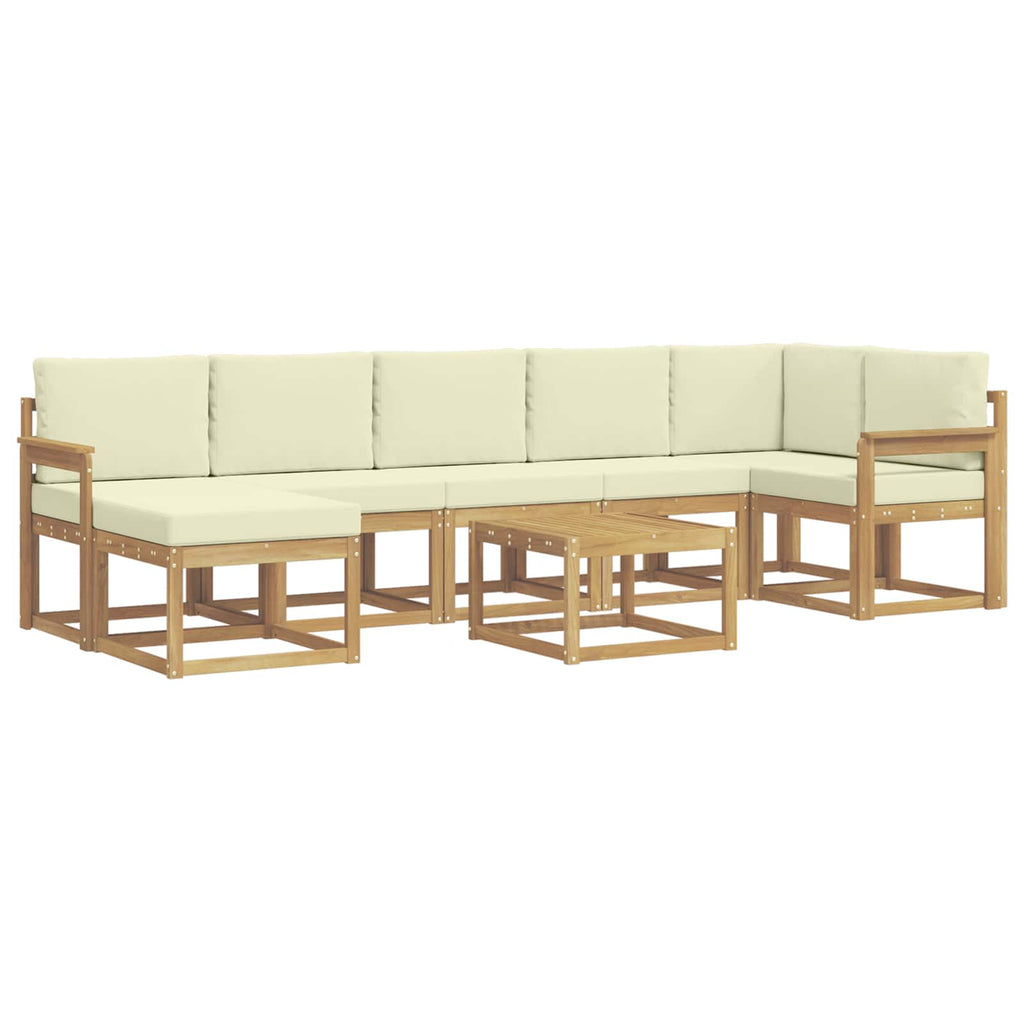 Outdoor-Sofagarnitur mit Kissen 8 pcs Weiß und Creme Polyester