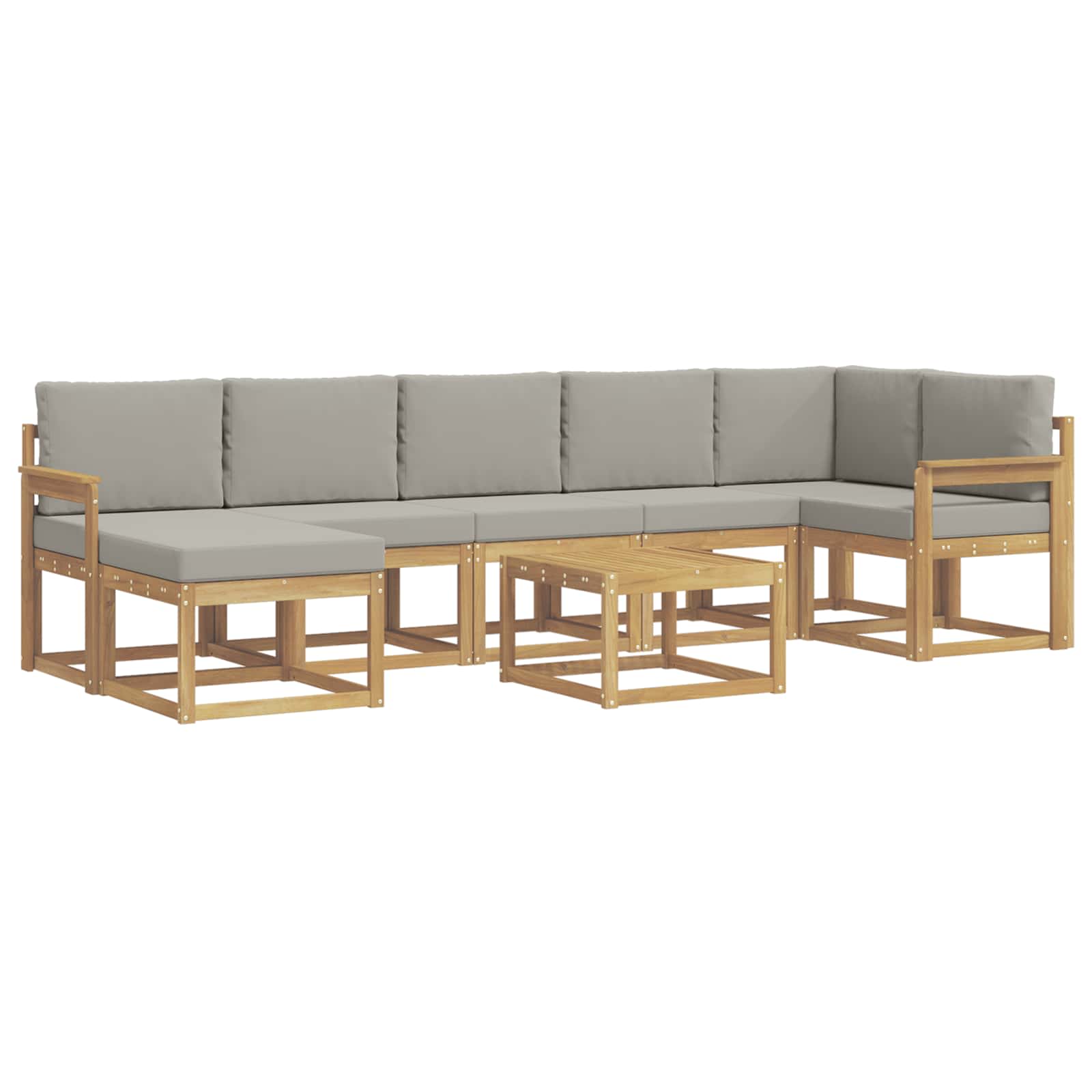 Outdoor-Sofagarnitur 8 pcs Weiß und Hellgrau