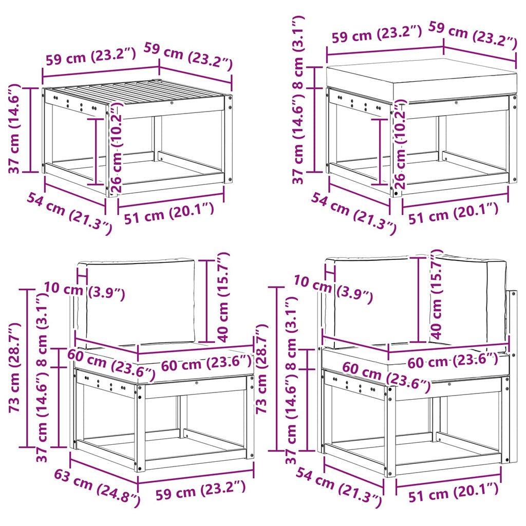 Outdoor-Sofagarnitur 8 pcs Weiß und Anthrazit Polyester