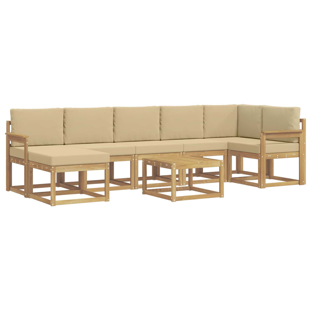 Outdoor-Sofagarnitur mit Kissen 8 pcs Weiß und Beige Polyester