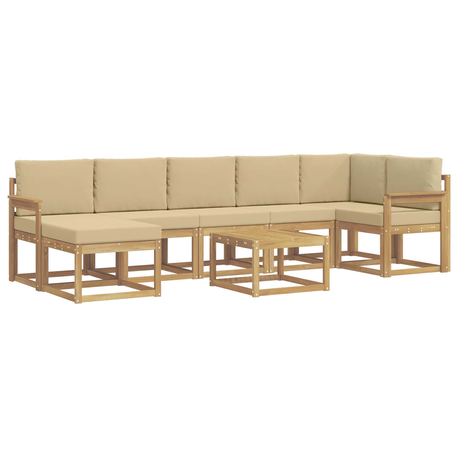Outdoor-Sofagarnitur mit Kissen 8 pcs Weiß und Beige Polyester