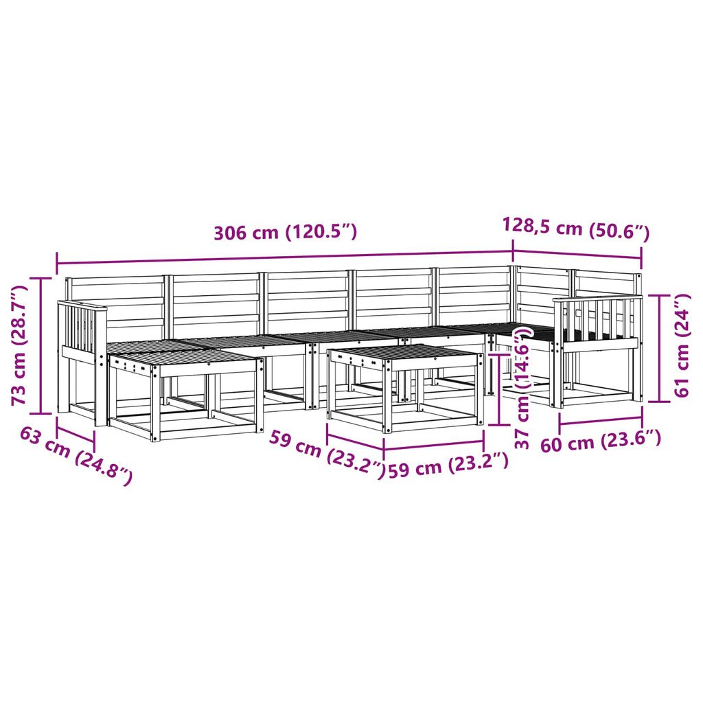 Outdoor-Sofagarnitur 8 pcs Weiß Massivholz Akazie