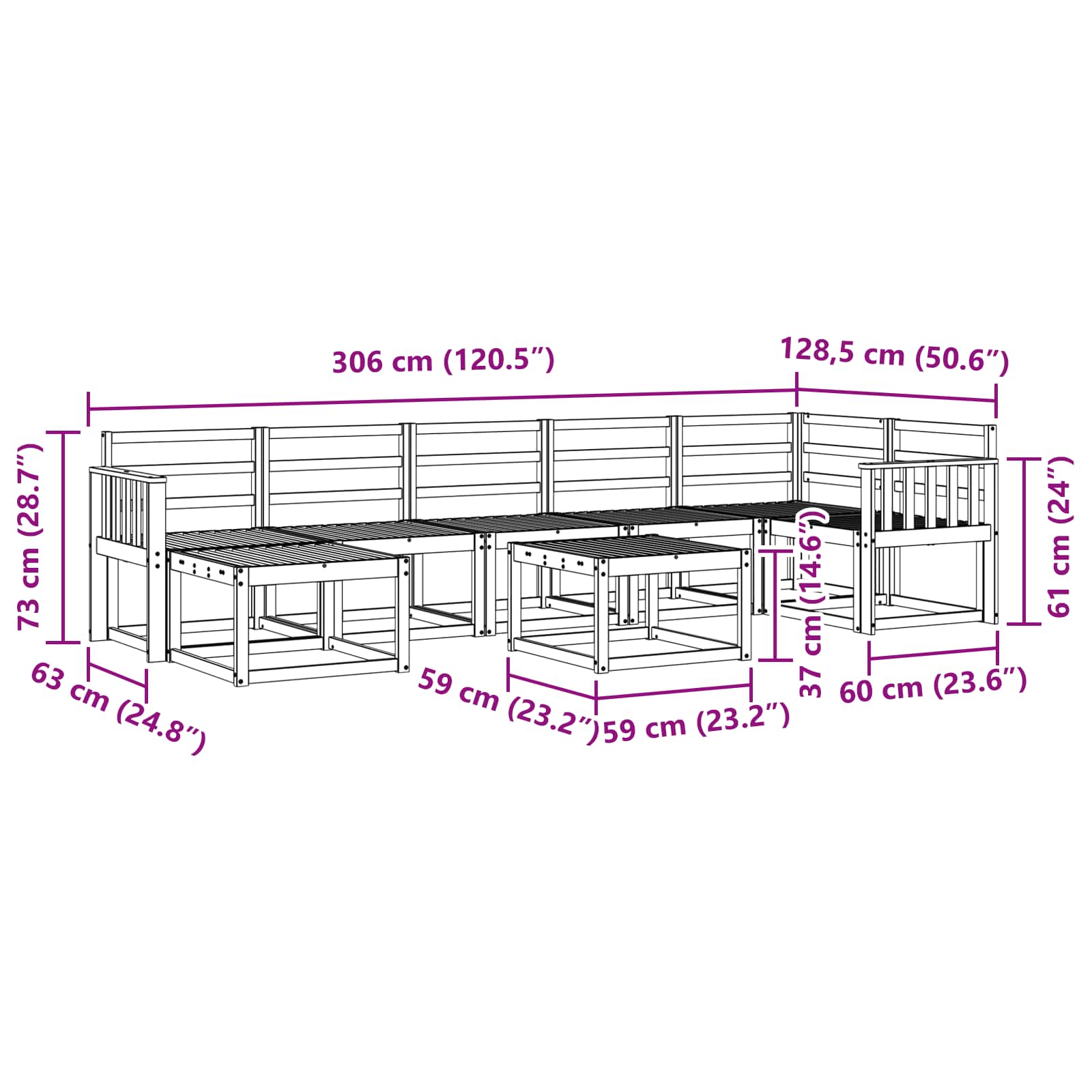 Outdoor-Sofagarnitur 8 pcs Weiß Massivholz Akazie
