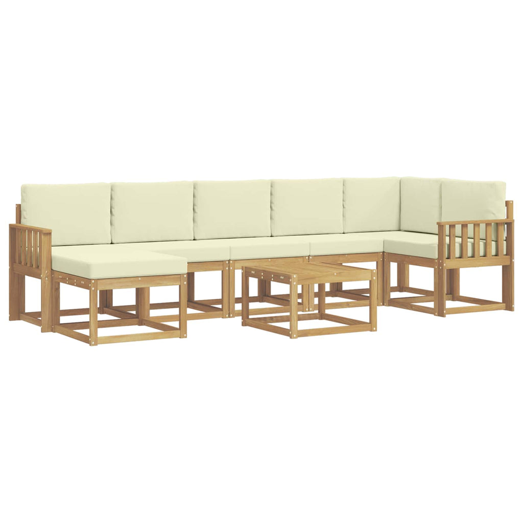 Outdoor-Sofagarnitur mit Kissen 8 pcs Weiß und Creme Polyester