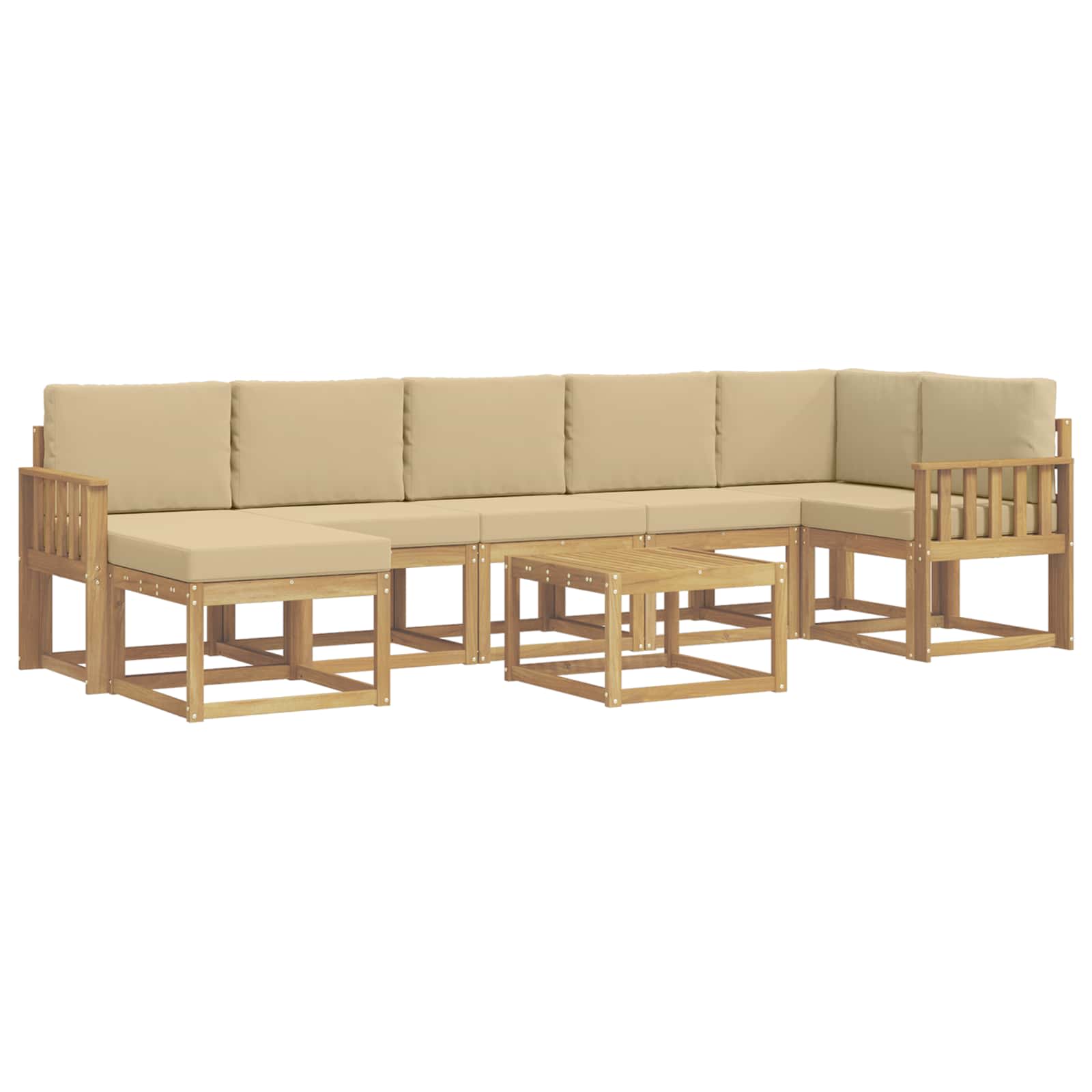 Outdoor-Sofagarnitur mit Kissen 8 pcs Weiß und Beige Polyester