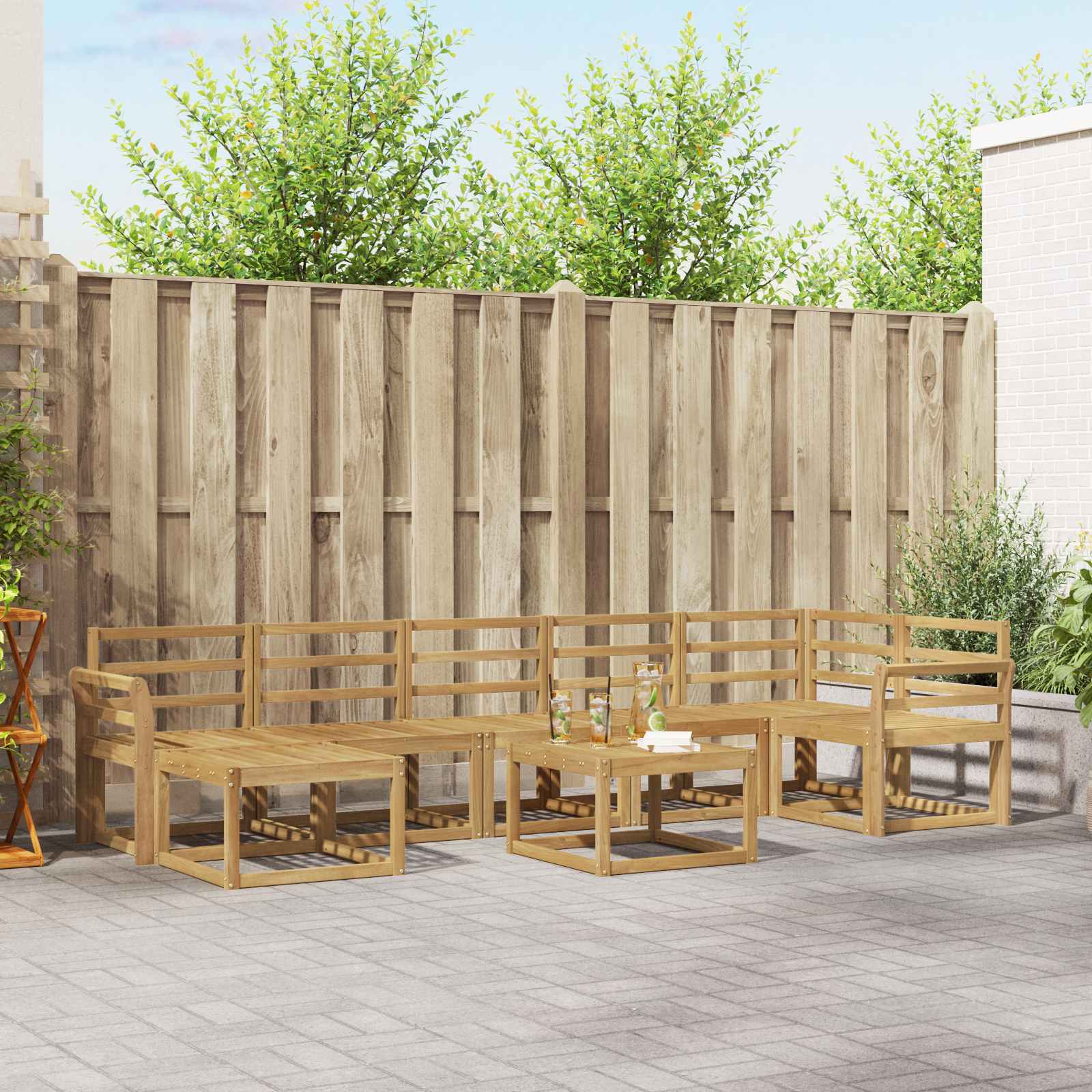 Outdoor-Sofagarnitur 8 pcs Weiß Massivholz Akazie