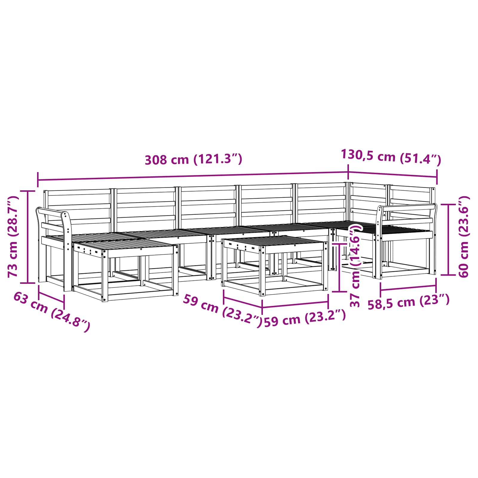 Outdoor-Sofagarnitur 8 pcs Weiß Massivholz Akazie