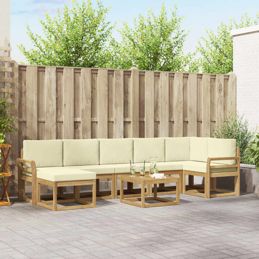 Outdoor-Sofagarnitur mit Kissen 8 pcs Weiß und Creme Polyester