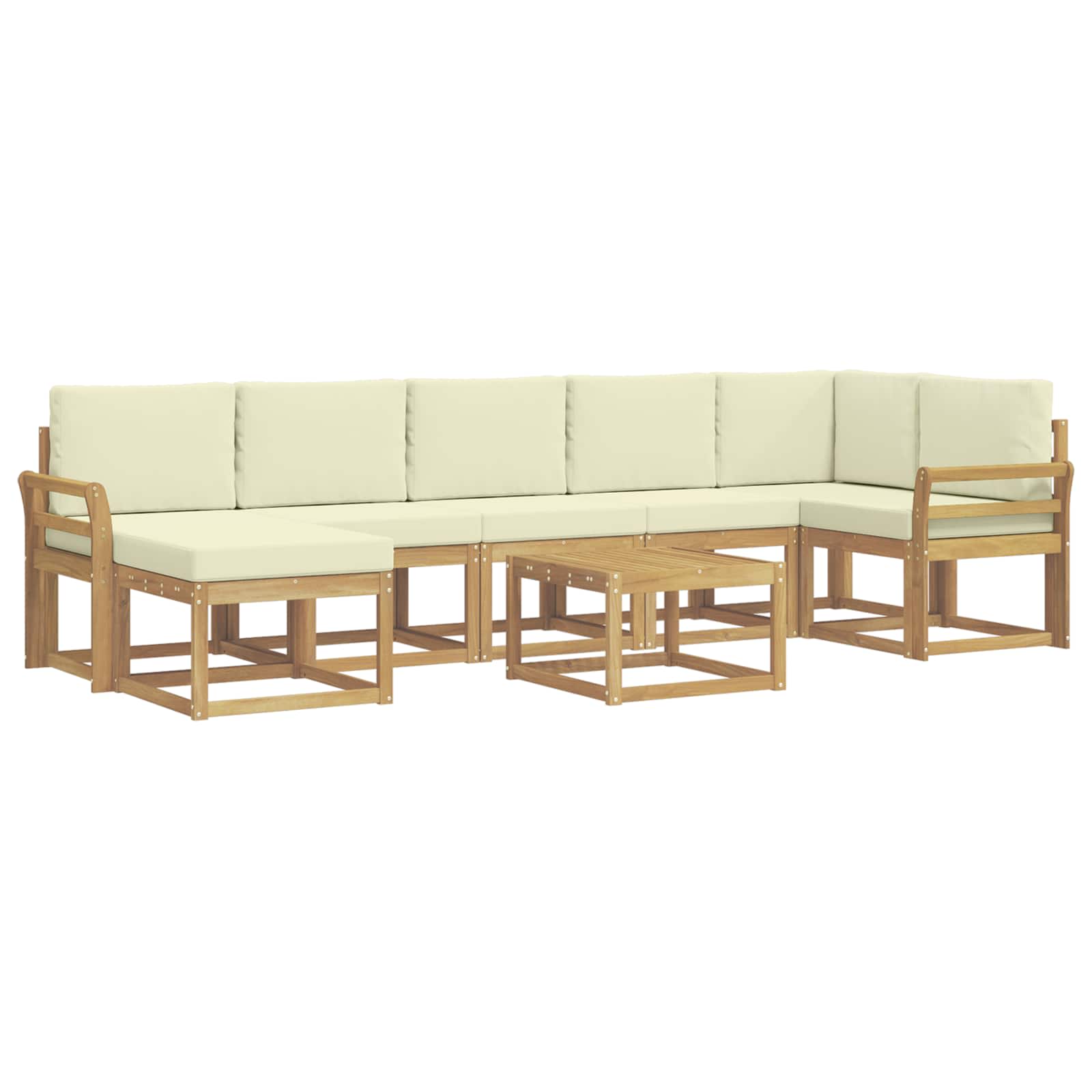 Outdoor-Sofagarnitur mit Kissen 8 pcs Weiß und Creme Polyester