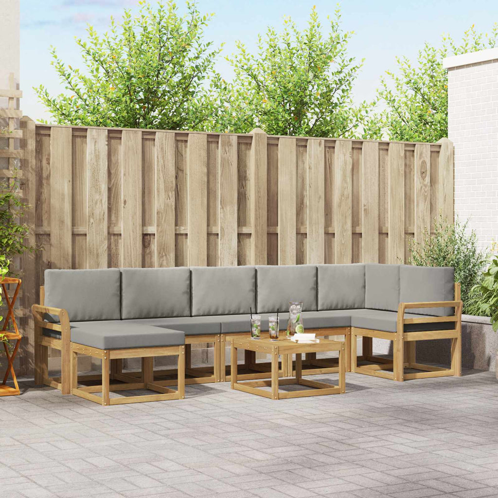 Outdoor-Sofagarnitur 8 pcs Weiß und Hellgrau