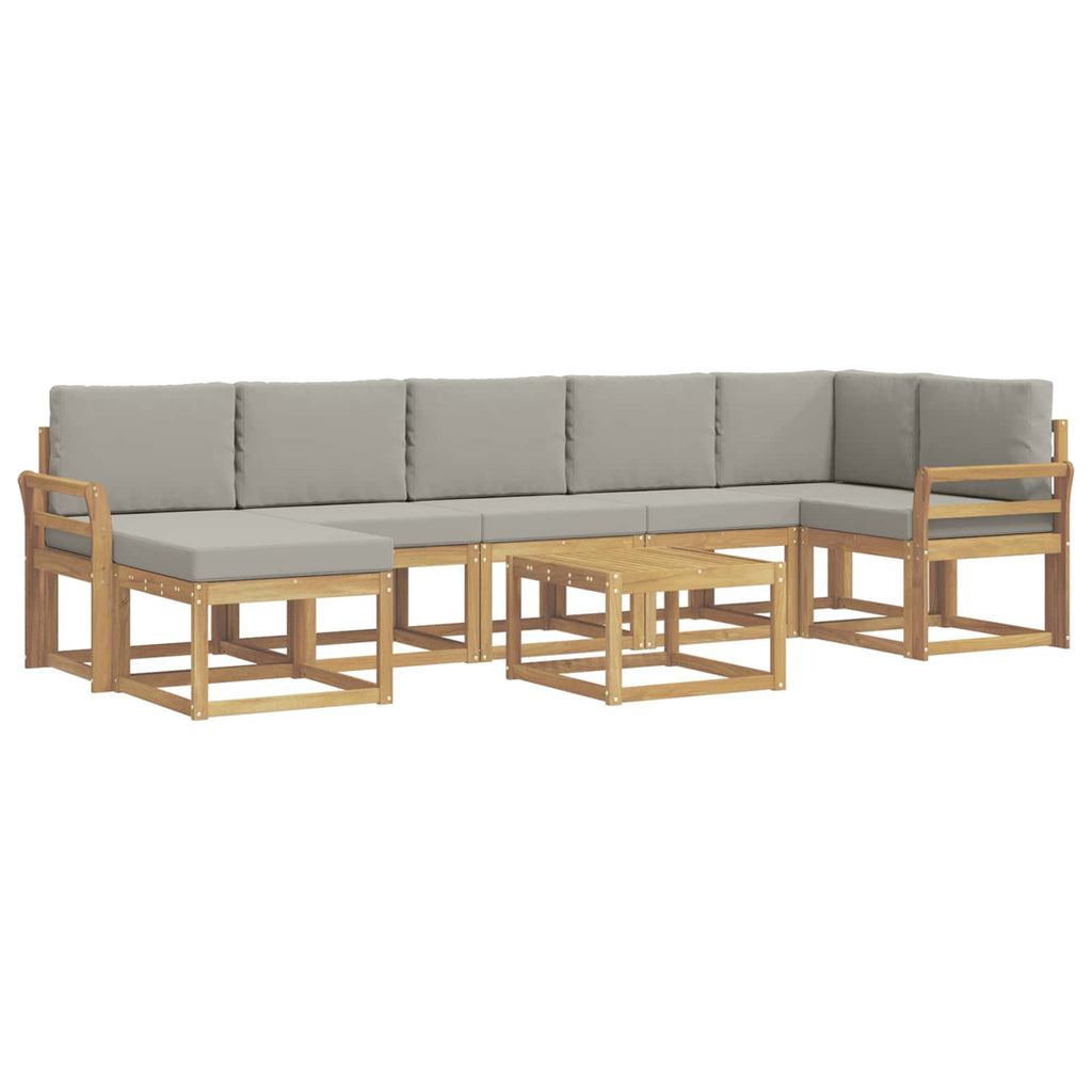 Outdoor-Sofagarnitur 8 pcs Weiß und Hellgrau