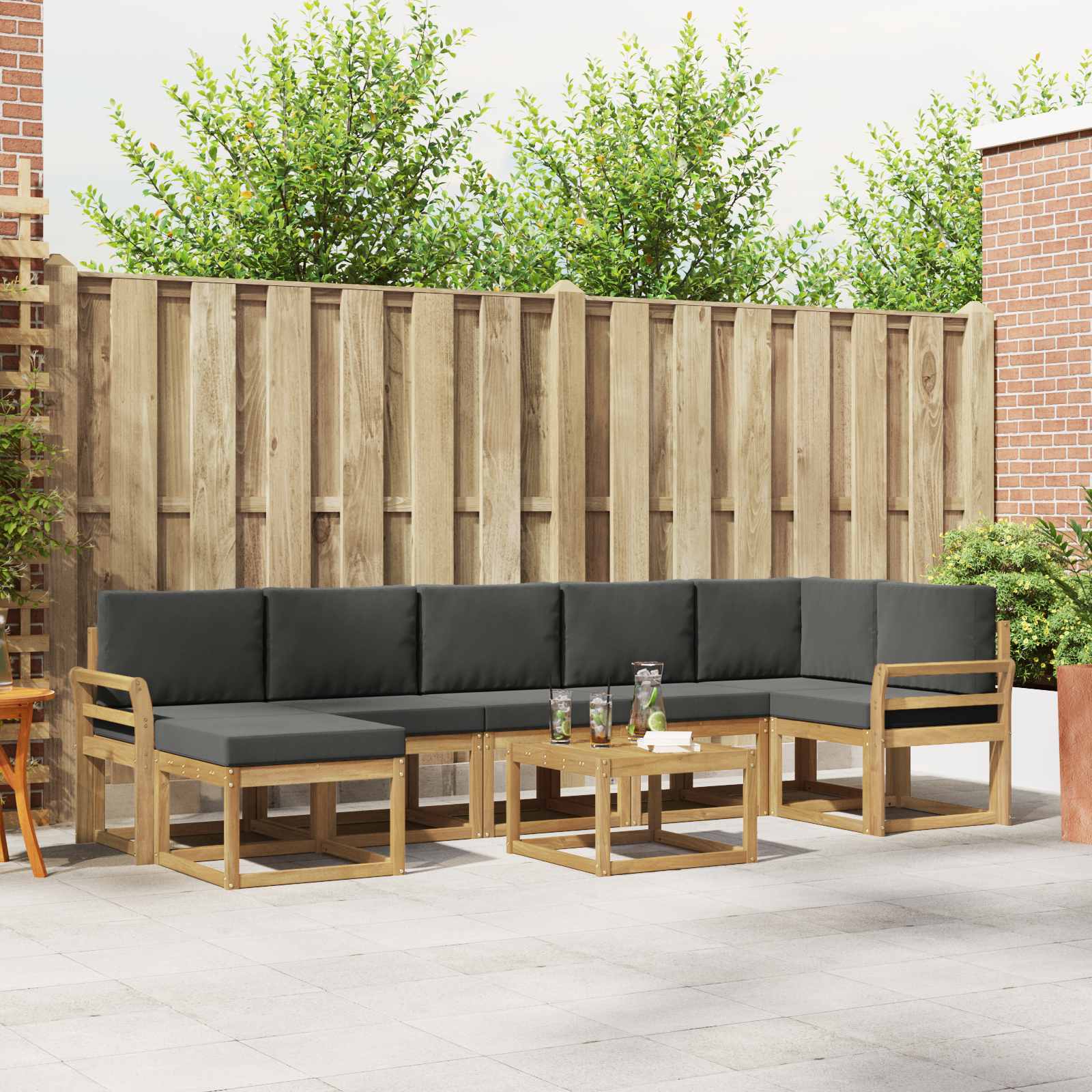 Outdoor-Sofagarnitur 8 pcs Weiß und Anthrazit Polyester