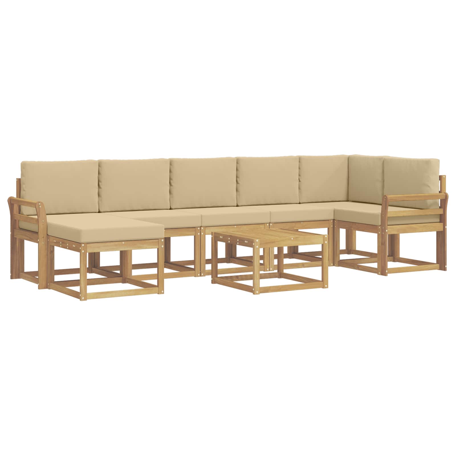 Outdoor-Sofagarnitur mit Kissen 8 pcs Weiß und Beige Polyester