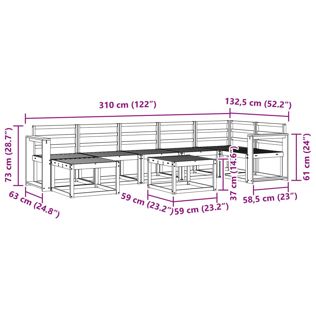 Outdoor-Sofagarnitur 8 pcs Weiß Massivholz Akazie