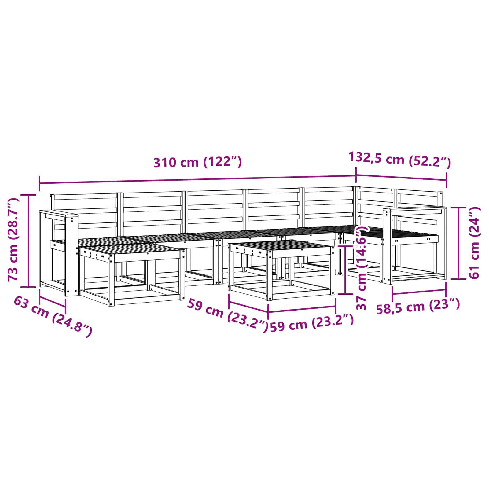 Outdoor-Sofagarnitur 8 pcs Weiß Massivholz Akazie