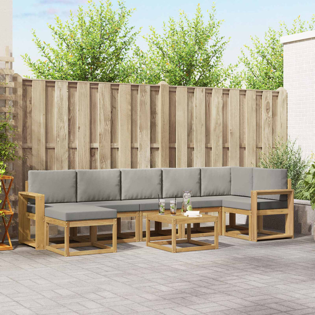 Outdoor-Sofagarnitur 8 pcs Weiß und Hellgrau