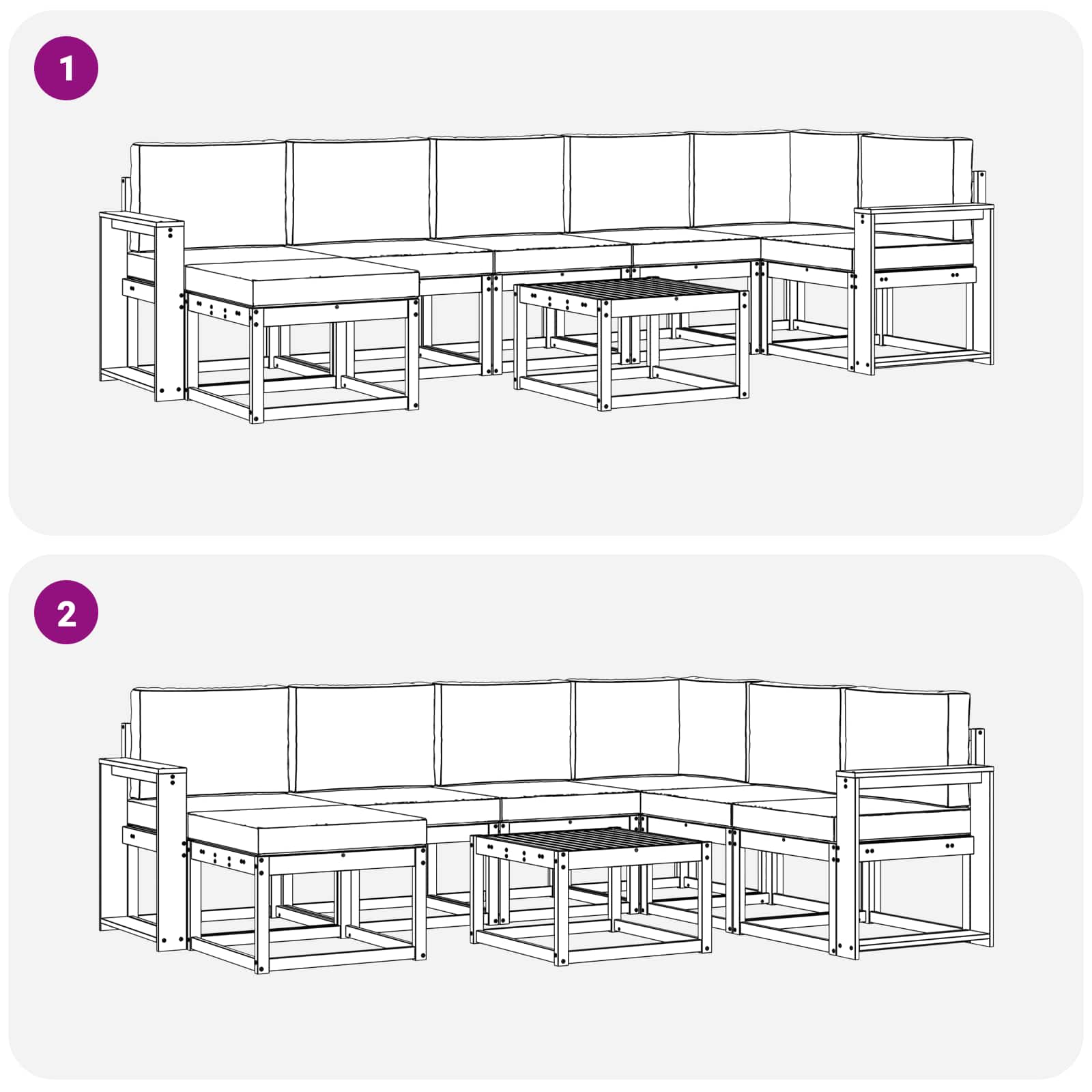Outdoor-Sofagarnitur 8 pcs Weiß und Hellgrau
