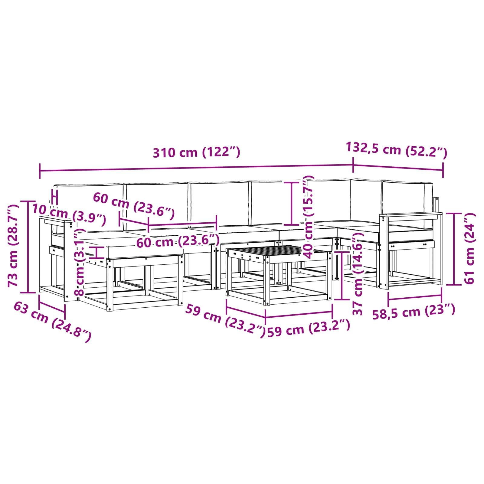 Outdoor-Sofagarnitur 8 pcs Weiß und Anthrazit Polyester