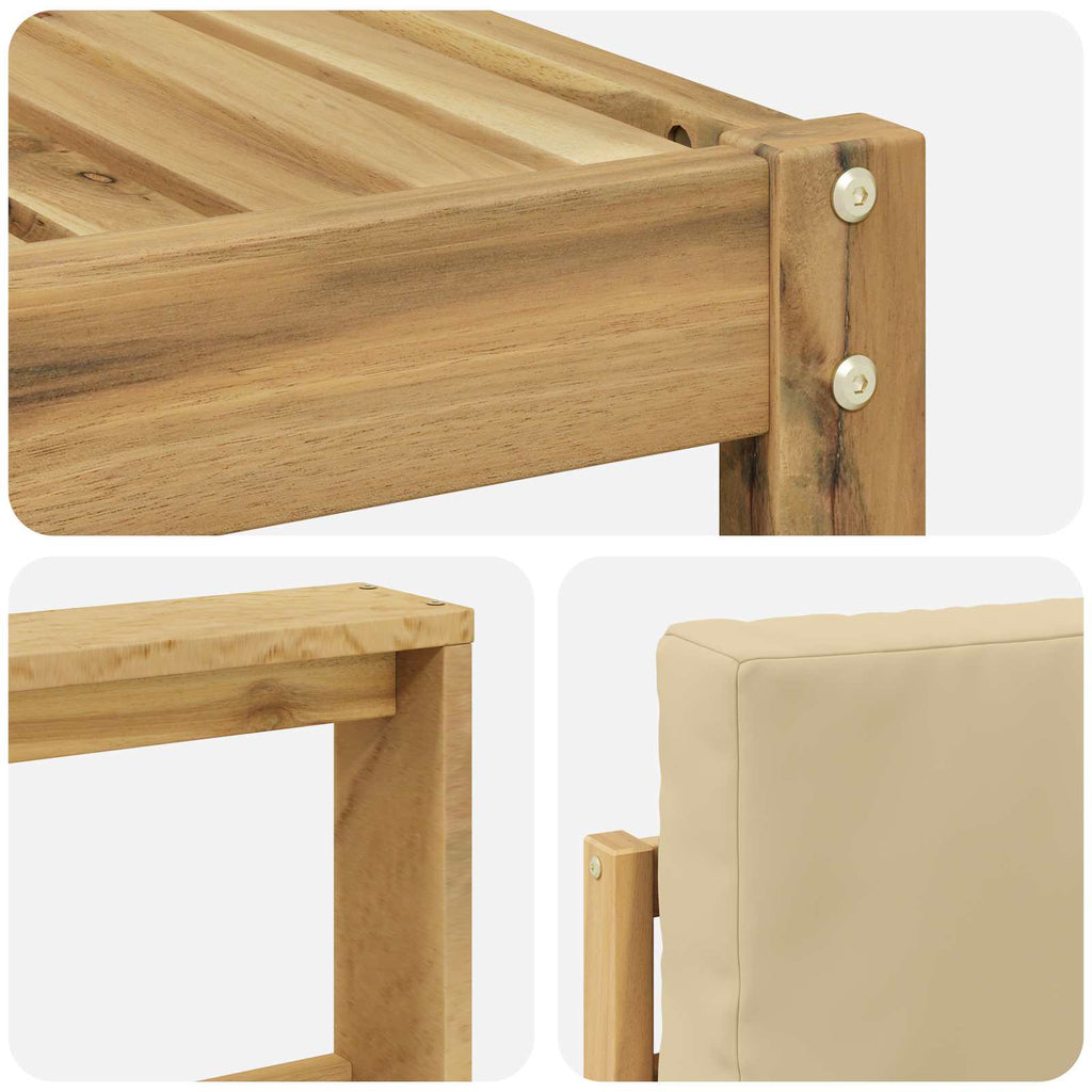 Outdoor-Sofagarnitur mit Kissen 8 pcs Weiß und Beige Polyester