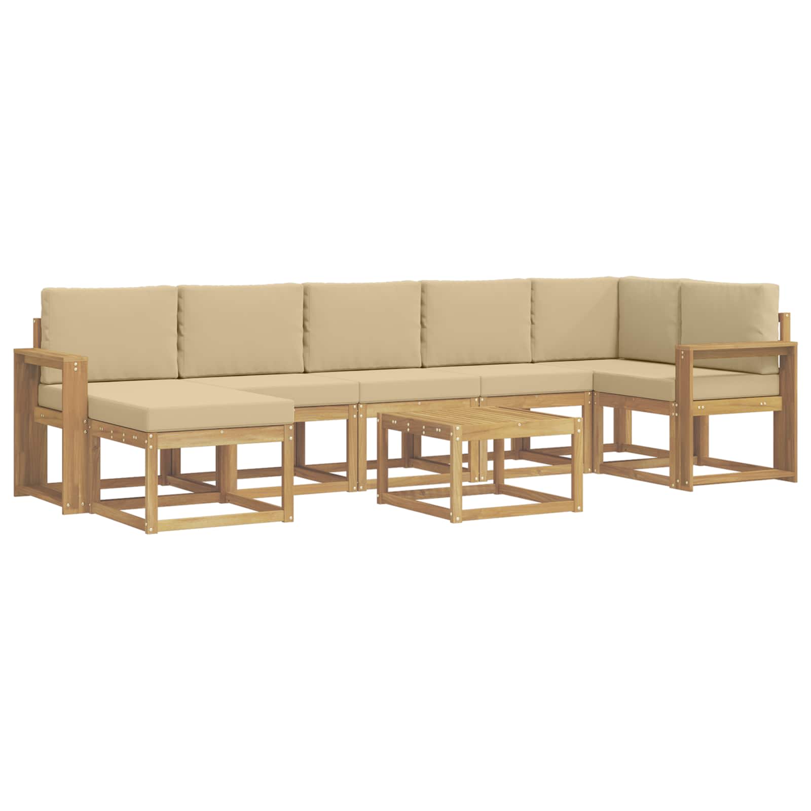 Outdoor-Sofagarnitur mit Kissen 8 pcs Weiß und Beige Polyester