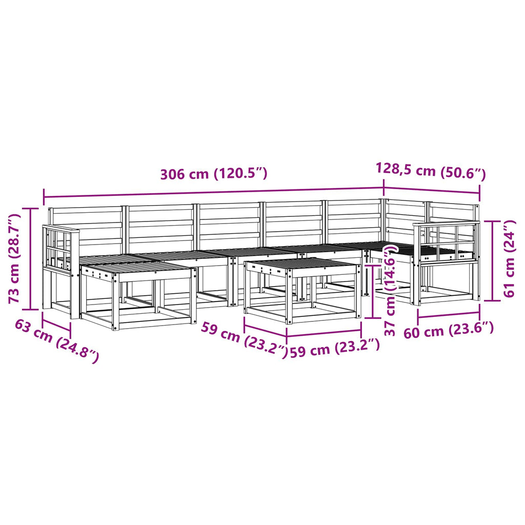 Outdoor-Sofagarnitur 8 pcs Weiß Massivholz Akazie