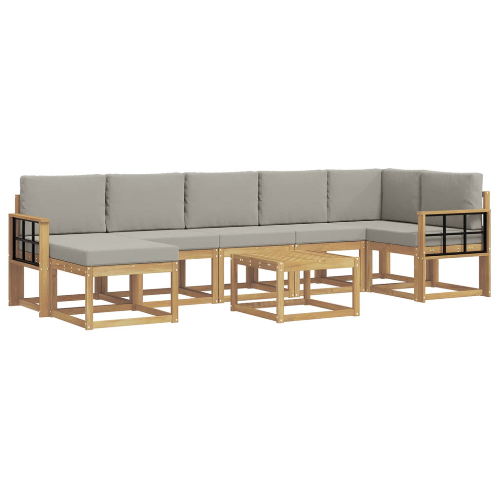 Outdoor-Sofagarnitur 8 pcs Weiß und Hellgrau