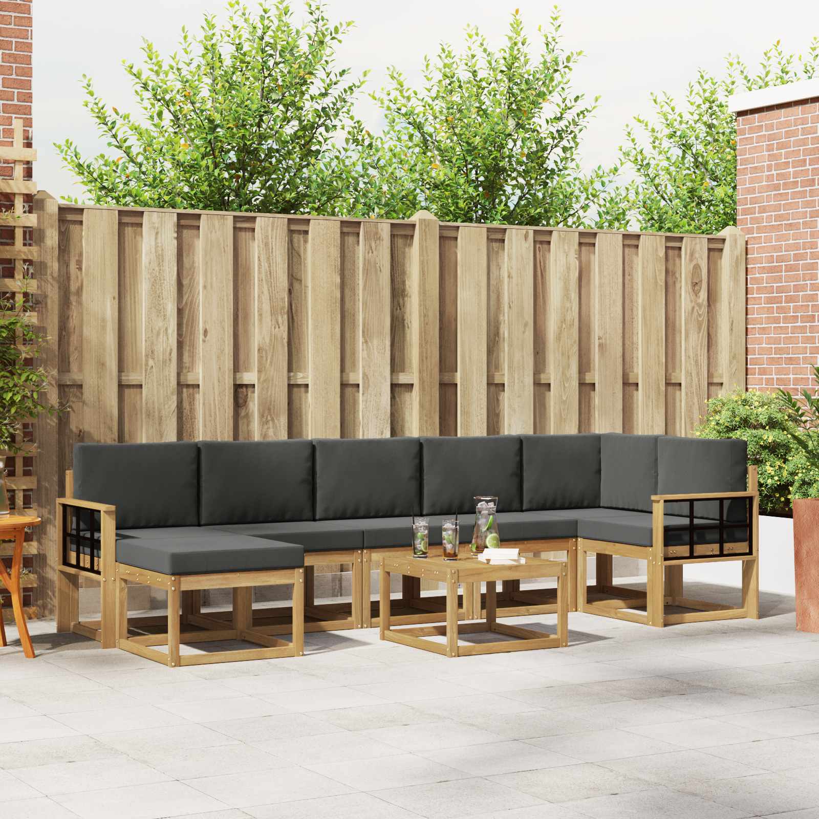 Outdoor-Sofagarnitur 8 pcs Weiß und Anthrazit Polyester