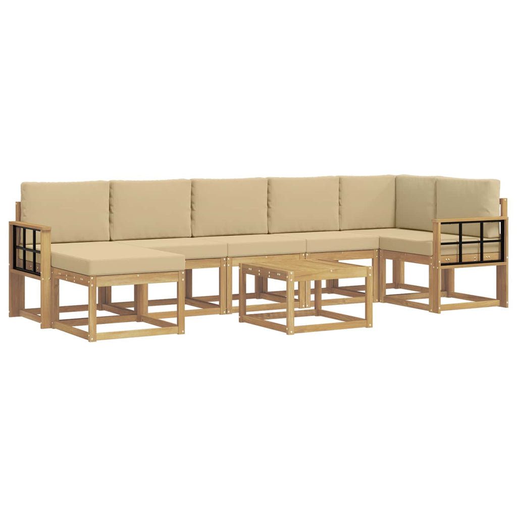 Outdoor-Sofagarnitur mit Kissen 8 pcs Weiß und Beige Polyester