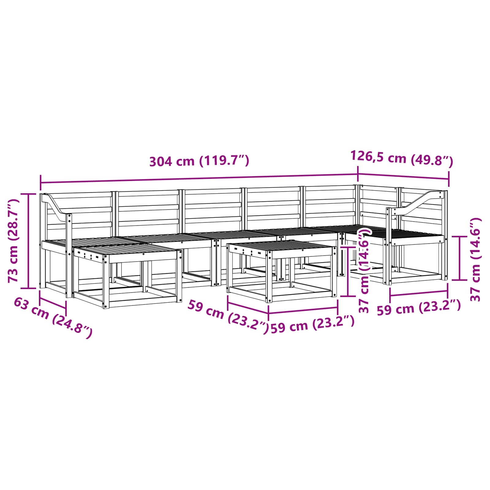 Outdoor-Sofagarnitur 8 pcs Weiß Massivholz Akazie