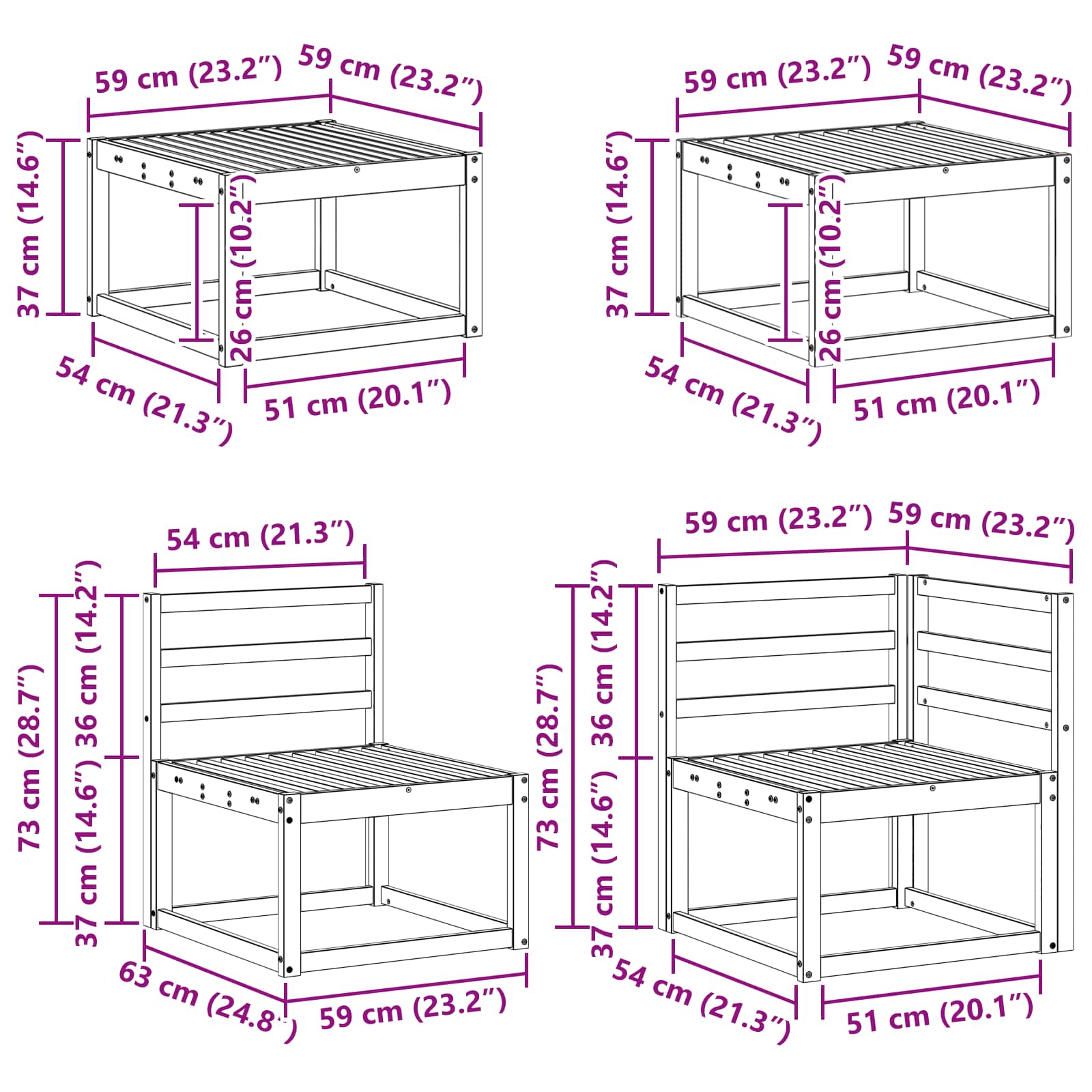 Outdoor-Sofagarnitur 8 pcs Weiß Massivholz Akazie