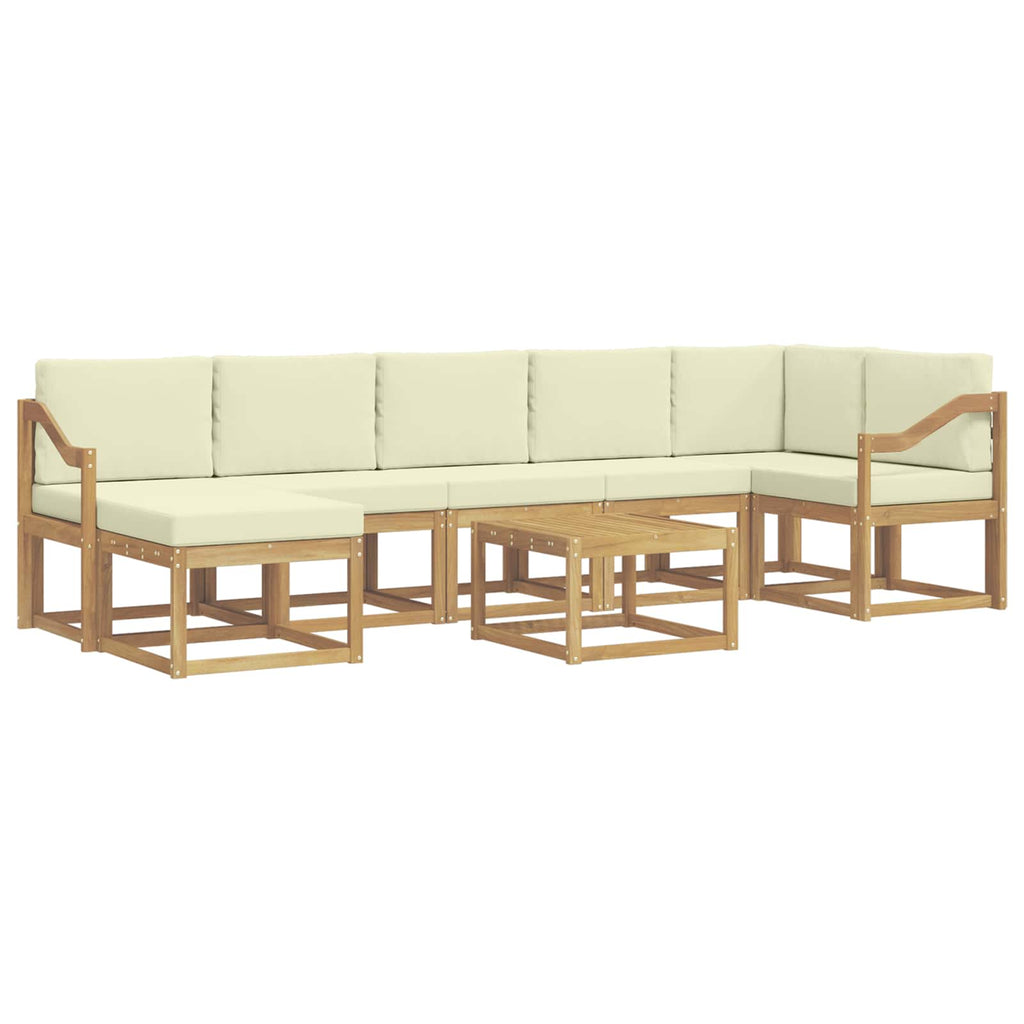 Outdoor-Sofagarnitur mit Kissen 8 pcs Weiß und Creme Polyester