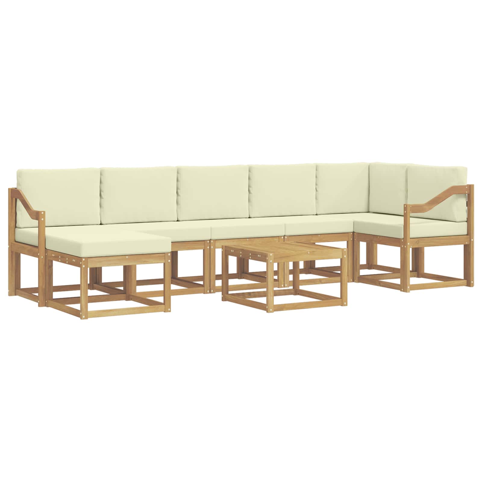 Outdoor-Sofagarnitur mit Kissen 8 pcs Weiß und Creme Polyester