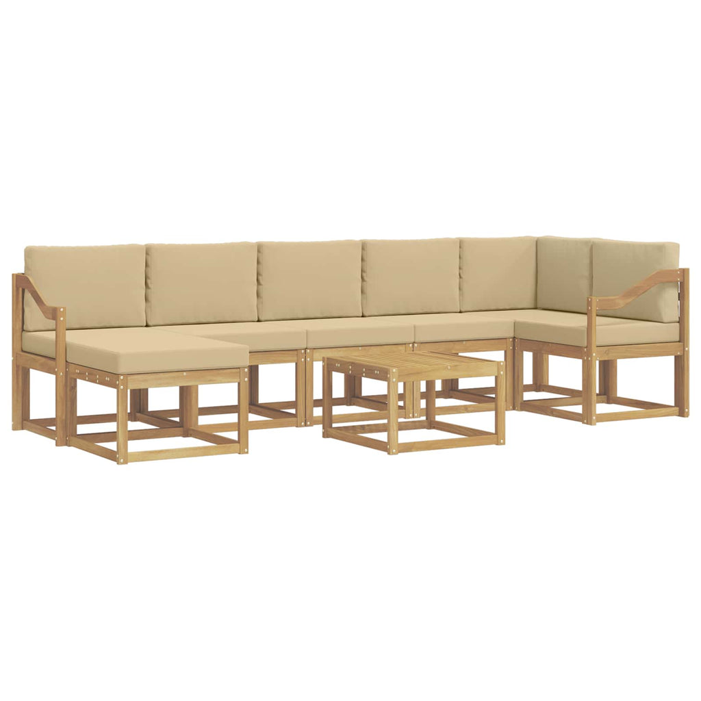 Outdoor-Sofagarnitur mit Kissen 8 pcs Weiß und Beige Polyester