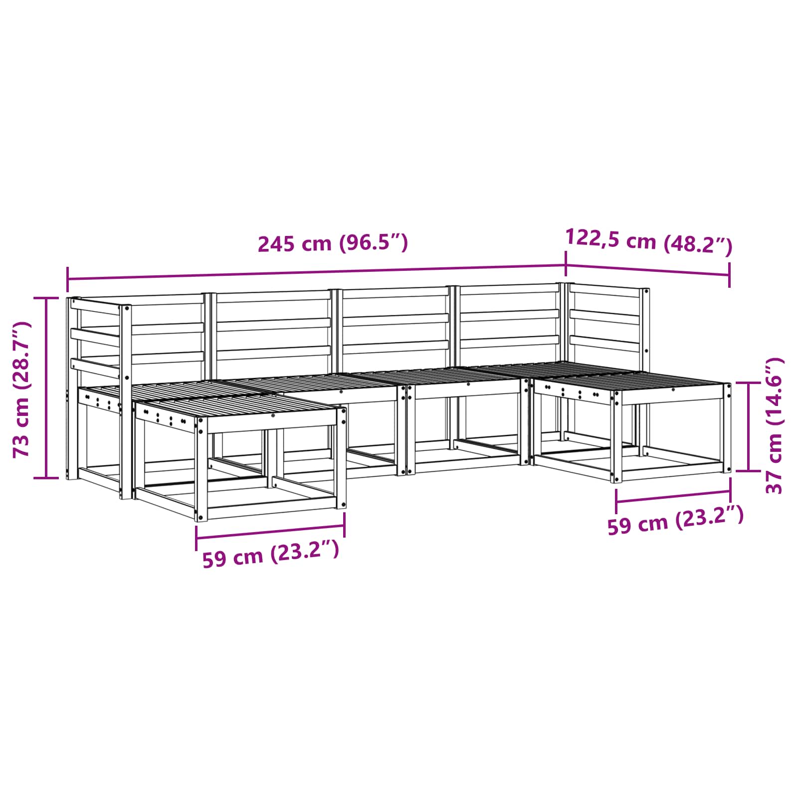 Outdoor-Sofagarnitur 6 pcs Weiß Massivholz Akazie
